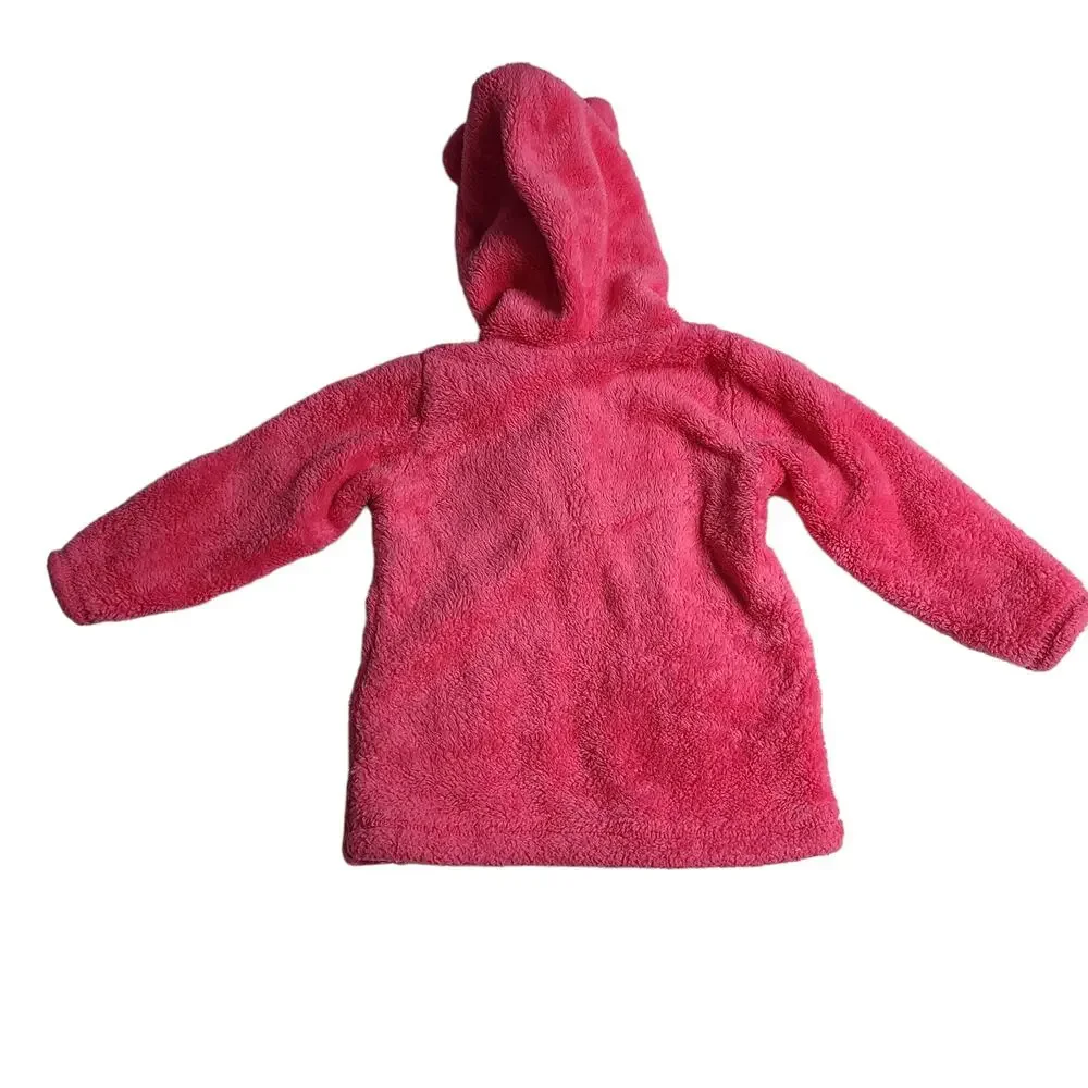 Carter's Hot Pink Fuzzy Hoodie Hooded Sweater Toddler Girls Size 18 Mo 2099